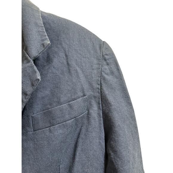 Vintage GAP Men's Blazer - Linen & Cotton Blend - Blue - Picture 4 of 7